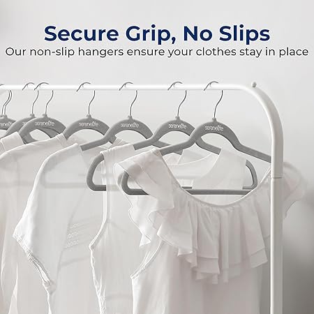 SereneLife 100-Pack Premium Velvet Hangers – Ultra-Thin, Non-Slip & Heavy-Duty Clothes Hangers with 360° Swivel Hooks – Space-Saving Velvet Coat Hanger Set for Shirts, Suits, Dresses & Jackets
