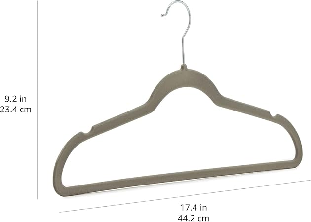 Amazon Basics Slim, Velvet, Non-Slip Suit Clothes Hangers, Gray/Silver - Pack of 30
