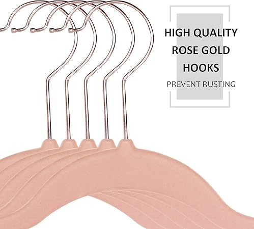 VECELO Premium Velvet Clothes Hangers Suit Heavy Duty (100 Pack)-Non Slip & Space-Saving with 12 Finger Clips & 2Tie Rack Excellent for Men and Women,Pink