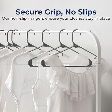SereneLife Premium 10 Pack Plastic Hangers, Lightweight, Durable, Space Saving Clothes Organizers, Suitable for Shirts, Sweaters, Hoodies, Dresses, Kids Clothes, Good for Home Organization (Gray)