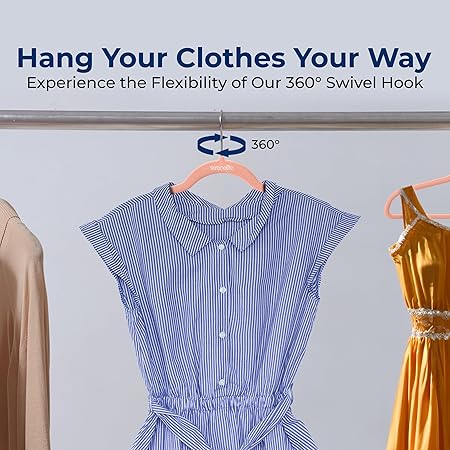 SereneLife 100 Pack Velvet Hangers - Non-Slip Felt with 360° Swivel Hook, Space-Saving, Ultra-Thin, Lightweight for Shirts, Sweaters, Hoodies, Kids Clothes & Dresses
